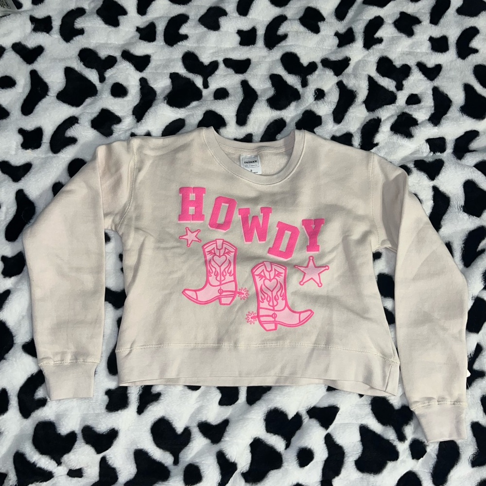 Howdy Pink Graphic Women's Crew Neck Sweater